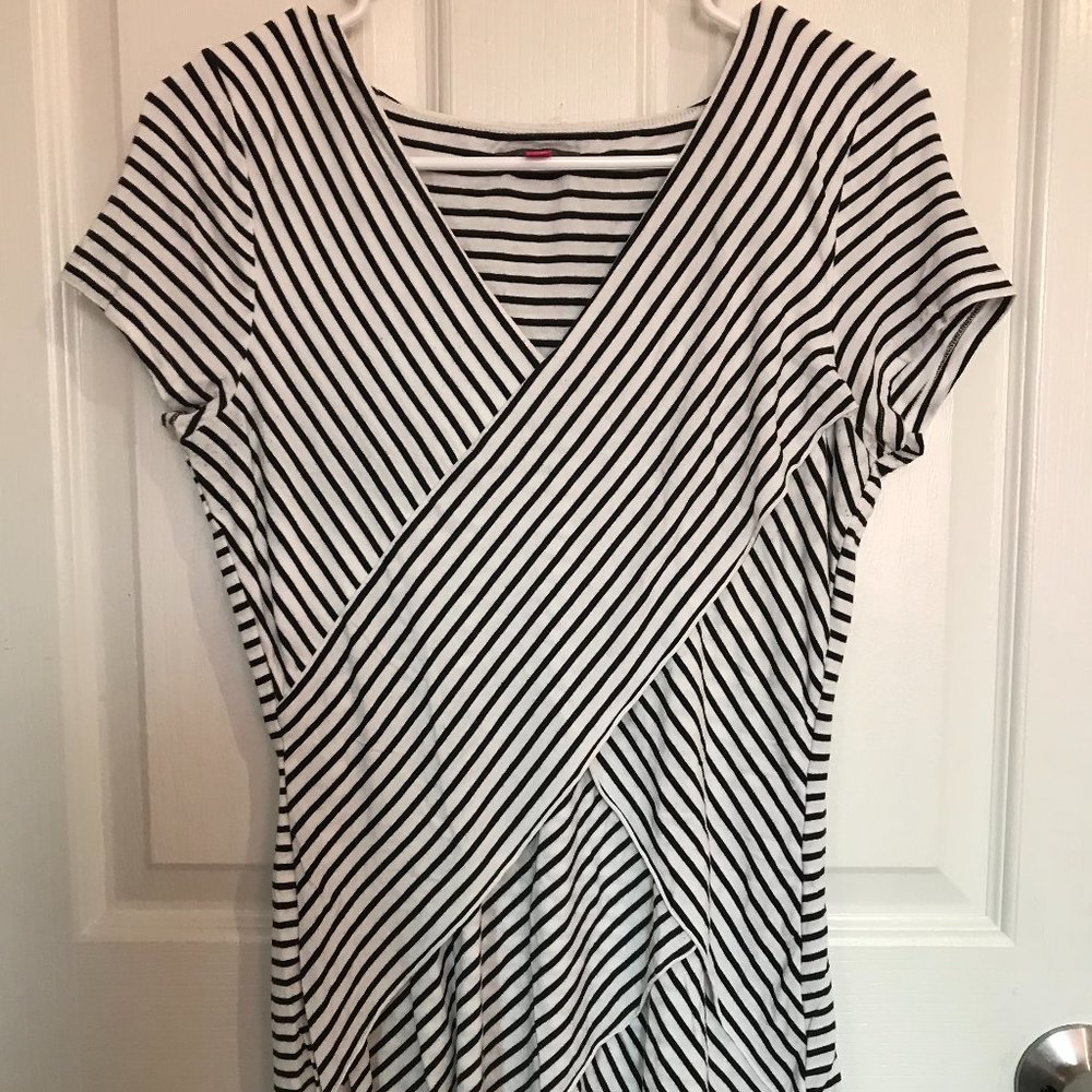 A striped black and white top